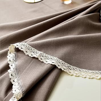 Linen Round Tablecloth Waterproof Wrinkle and Stain Resistant Washable Table Cloth for Kitchen Dining Room Holiday Dinner (Brown, 53 Inch)