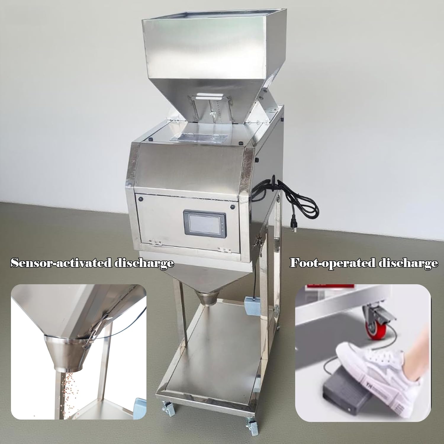 Automatic Particle Filling Machine Digital Dispenser, Large Capacity Powder Filling Machine for Tea/Food/Granules Capacity 0.02-11lb 304 Stainless Steel 110V