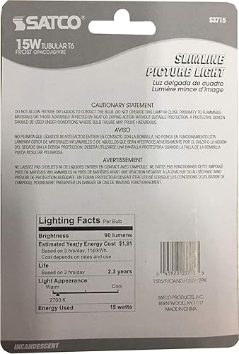 Miniatura 3 de Satco S3715 - Juego de 2 blísters cada uno con dos bombillas incandescentes incandescentes esmeriladas regulables T6 de 15 W, 120 V, incandescentes