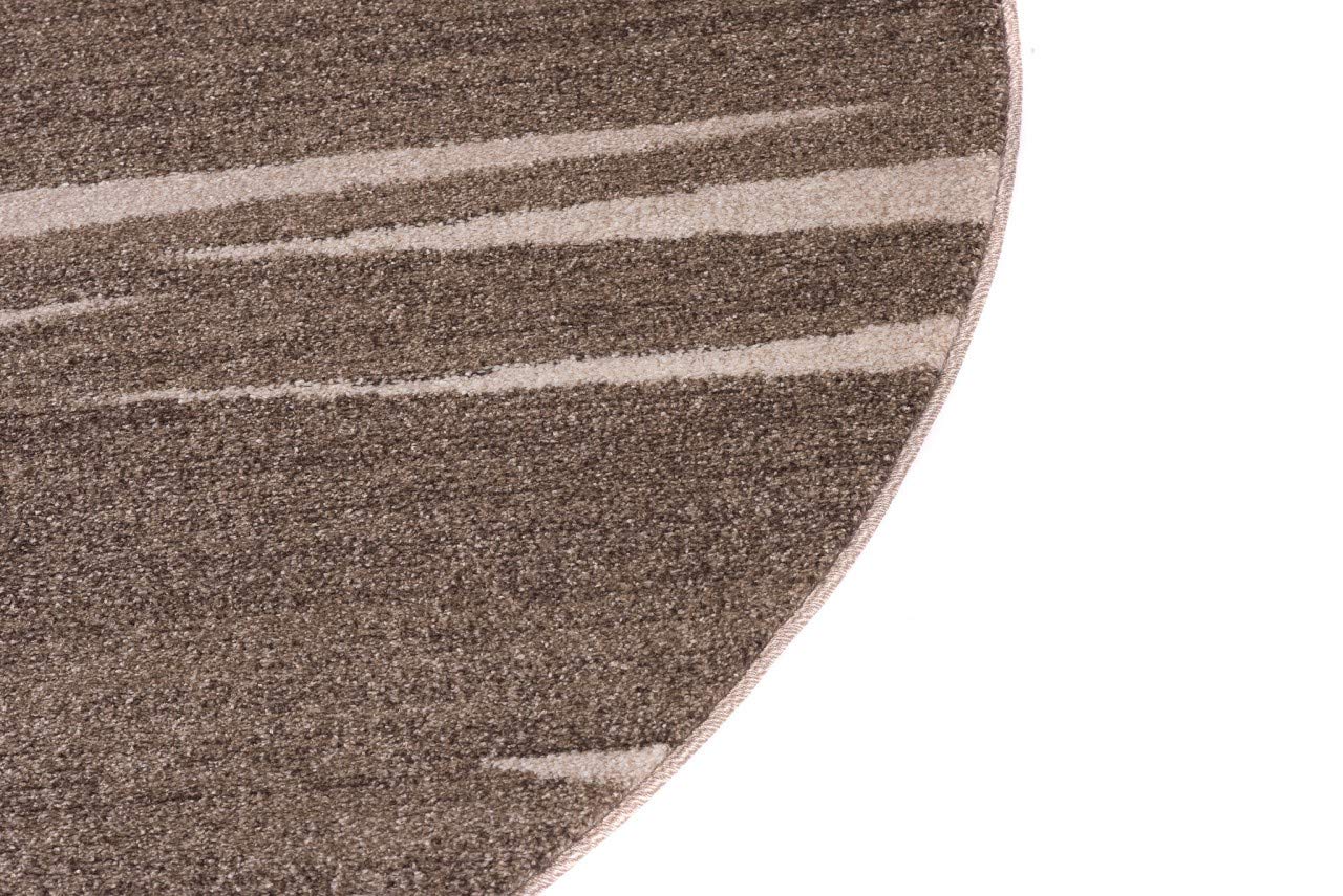 TAPISO Sari dywan okrągły brązowy beżowy nowoczesny paski melanżowy design salon sypialnia Ökotex 150 x 150 cm