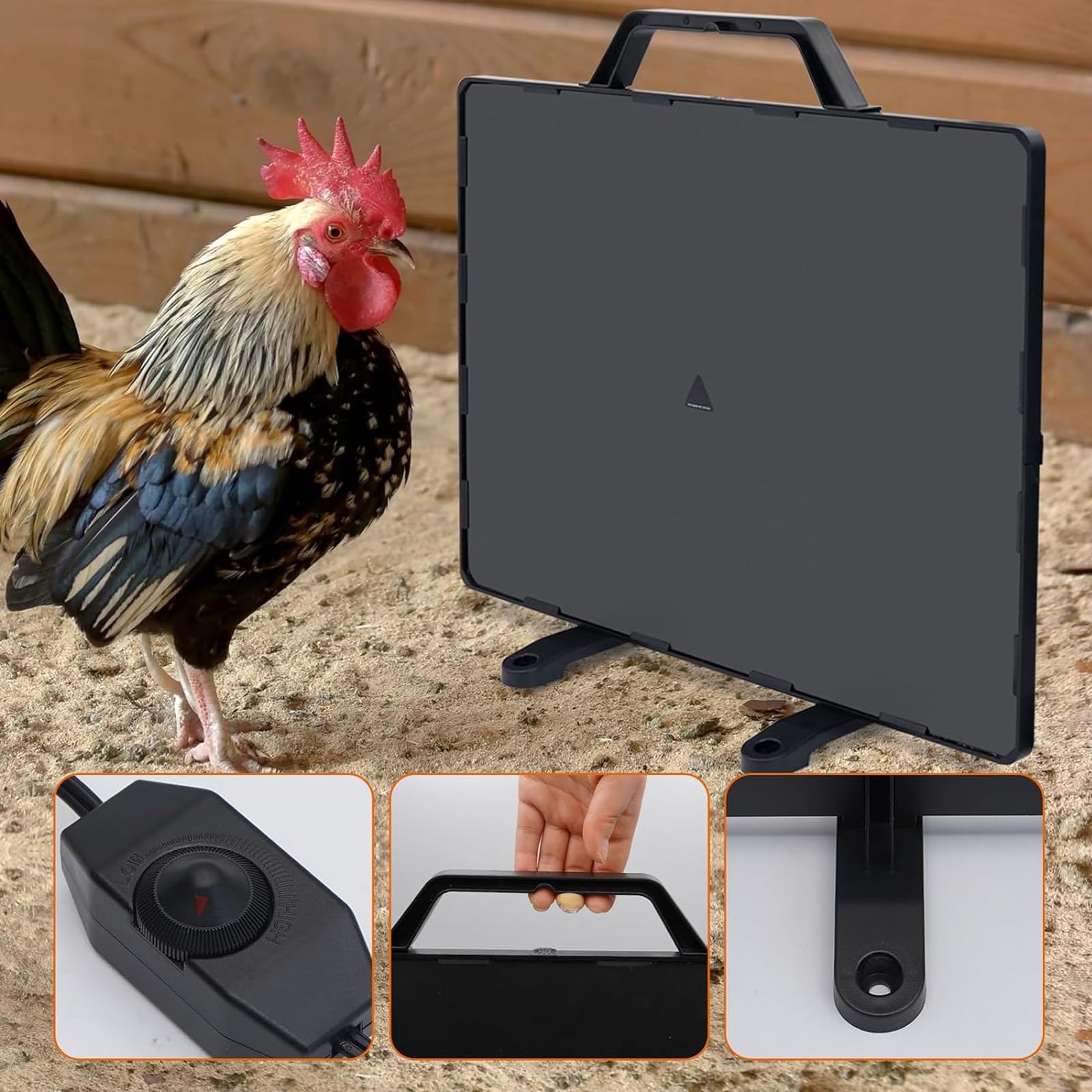 Calentador de Gallinero para Invierno, 160W Calentador de Gallinero de Calor Radiante, Temperatura Ajustable, para Mascotas Interiores y Exteriores, 15.3 x 11.4 Pulgadas