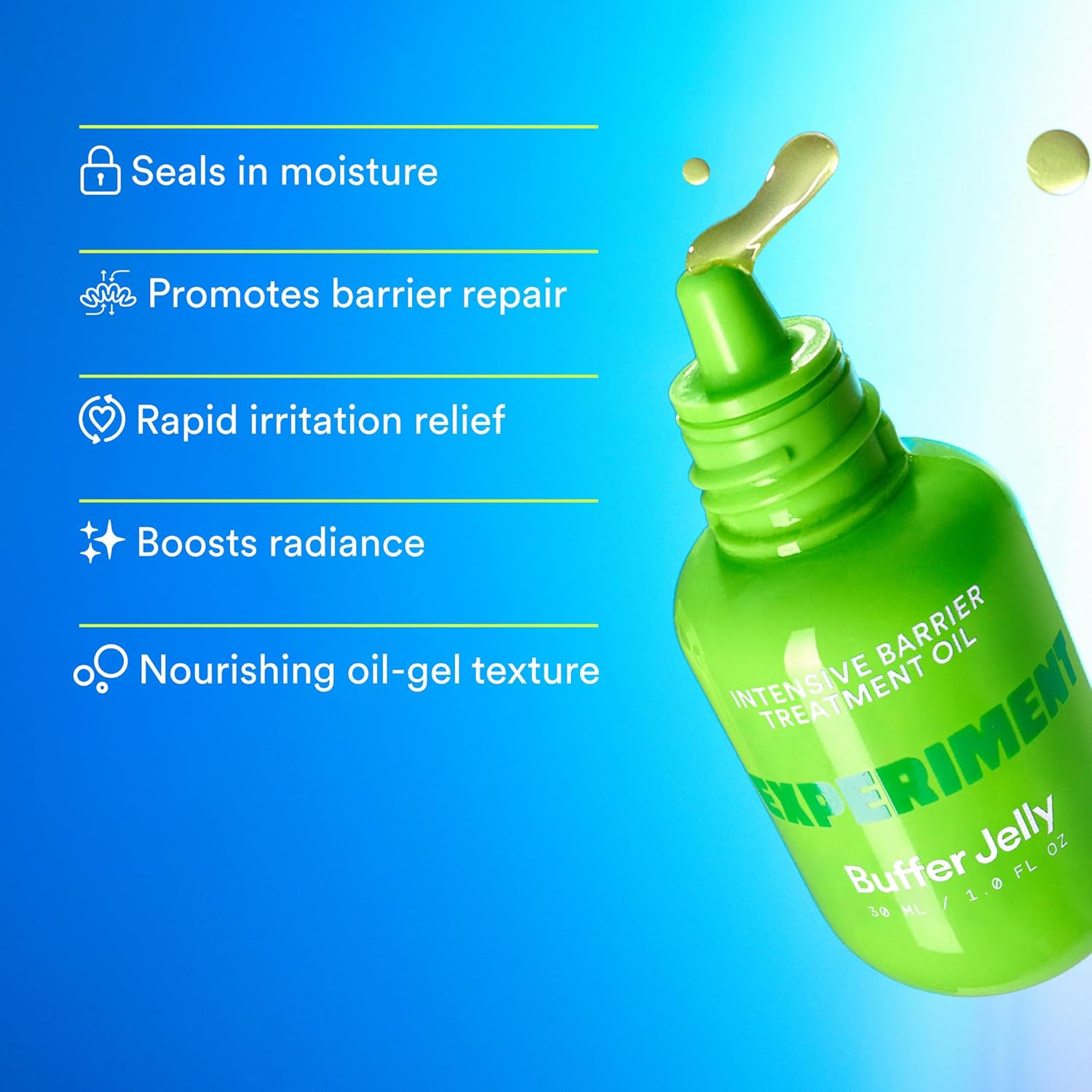 Experiment Buffer Jelly Intensive Barrier Treatment Oil - Ceramide, Squalane, & Panthenol - Hydrating, Soothing, & Strengthening, 1.0 FL OZ - Squalane Oil for Face, Vegan Formula for Dry Skin Types - Image 6