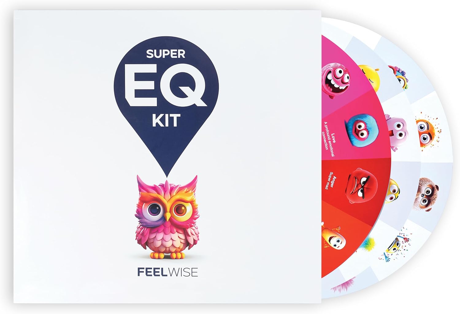 FeelWise Super EQ Kit - For Building Emotional Intelligence - Thirteen 12" Round 2-sided Emotion Wheels w/ Storage Envelope & Instructions - Emotion Learning Games for Kids, Parents, Professionals, Teachers, School Counselor - Screen-Free Activities