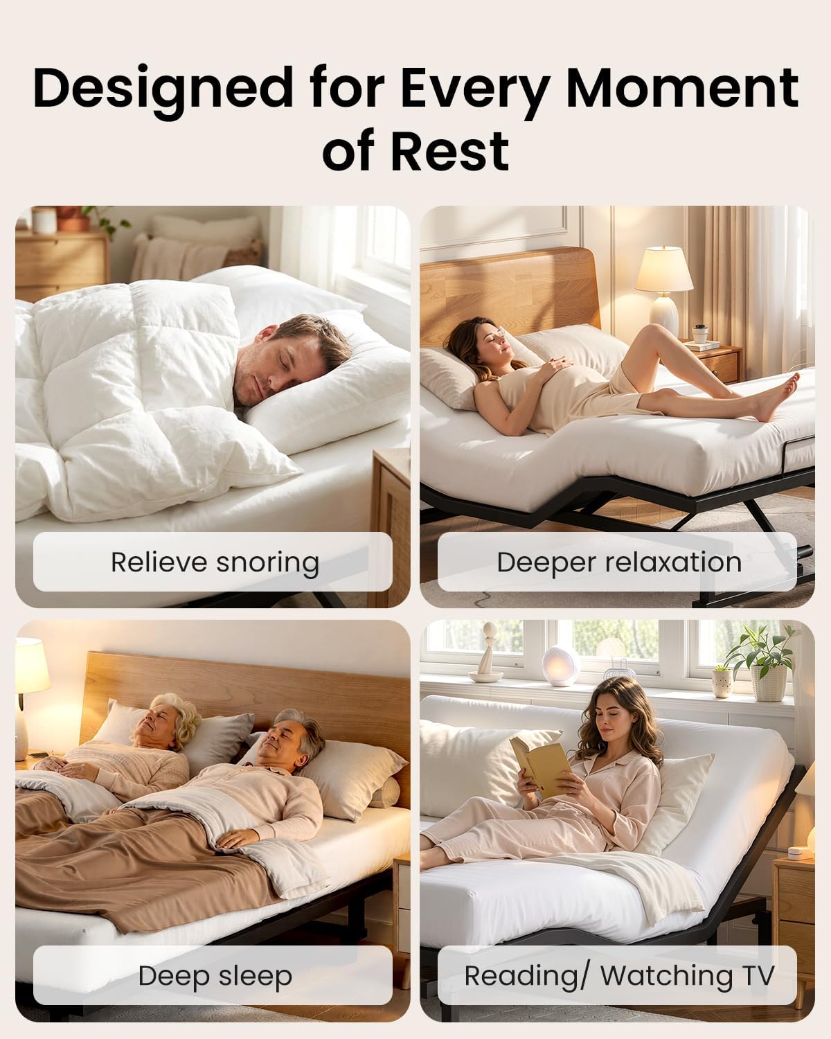 Mixcous Adjustable Bed Base – Electric Queen Adjustable Bed Frame with Zero Gravity, Head & Foot Lift, Remote Control, Quiet Motor, Compatible with Memory Foam & Hybrid Mattresses, Easy Assembly