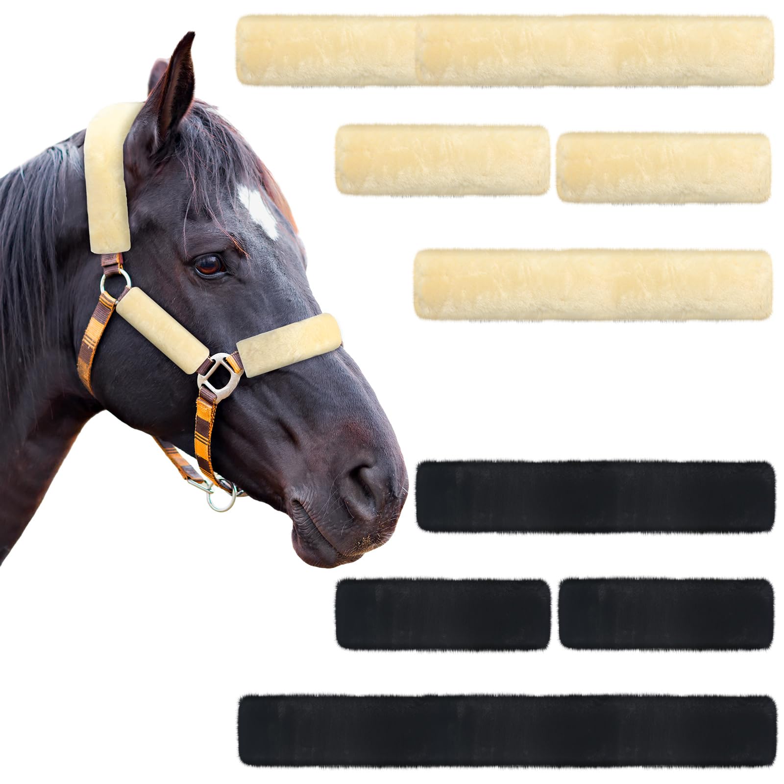 SilTriangle 8 Pcs Fleece Halter Covers for Horse Halter and Bridle