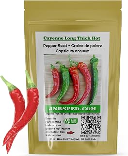 Cayenne Long Thick Hot Pepper Seeds (Approx. 60 Seeds-600MG) Spicy, Flavorful, and Easy to Grow