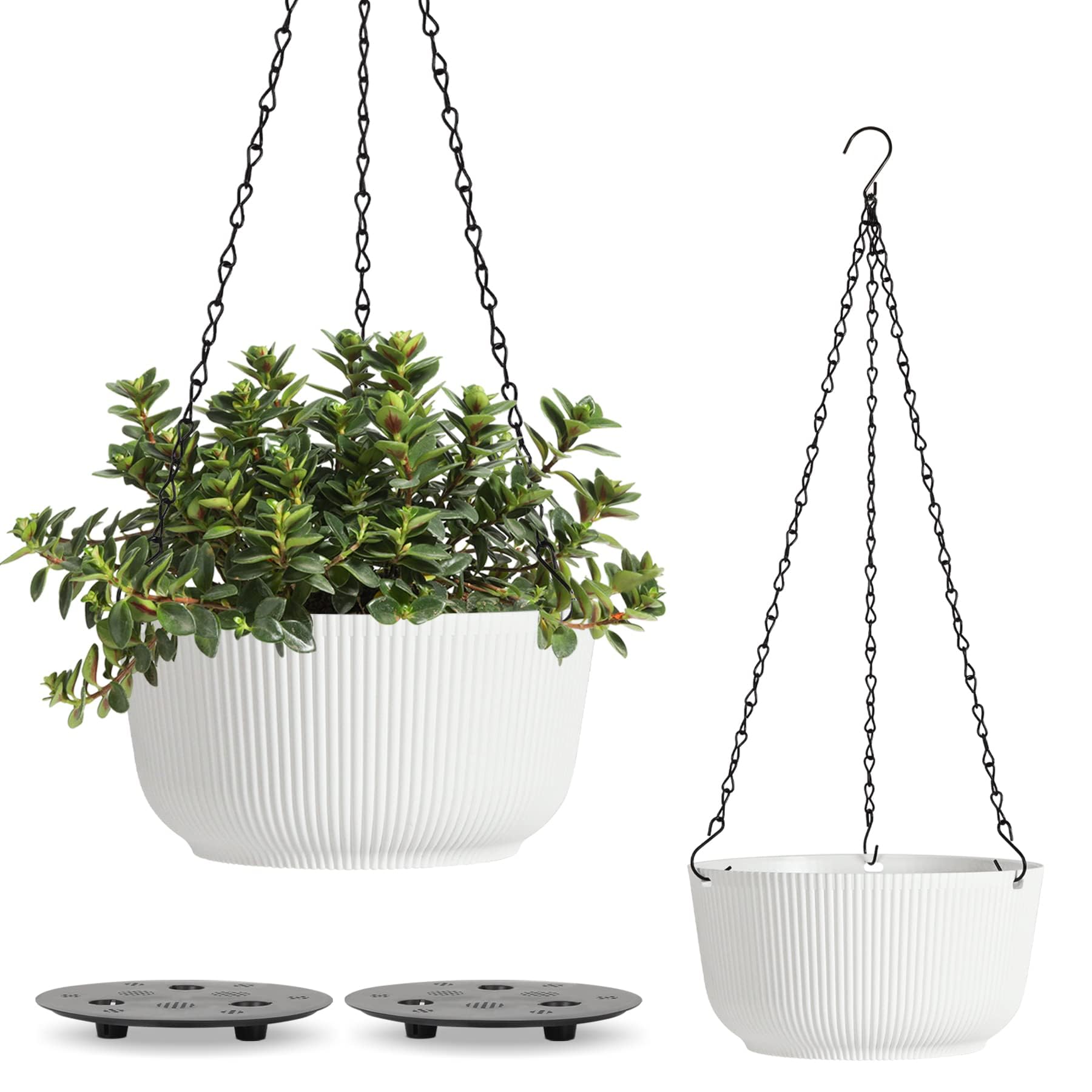 T4u Maceta Colgante de 20cm, macetas Colgantes de Interior para Plantas, contenedores de Plantas con Orificio de Drenaje, Maceta para Colgar Plantas, Paquete de 2, Maceta Colgante