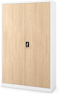 Jan Nowak Aktenschrank Metall 185 x 115 x 40 cm Büroschrank abschließbar Stahlschrank mit 4 verstellbaren Einlegeböden Dokumentenschrank Weiß Sonoma