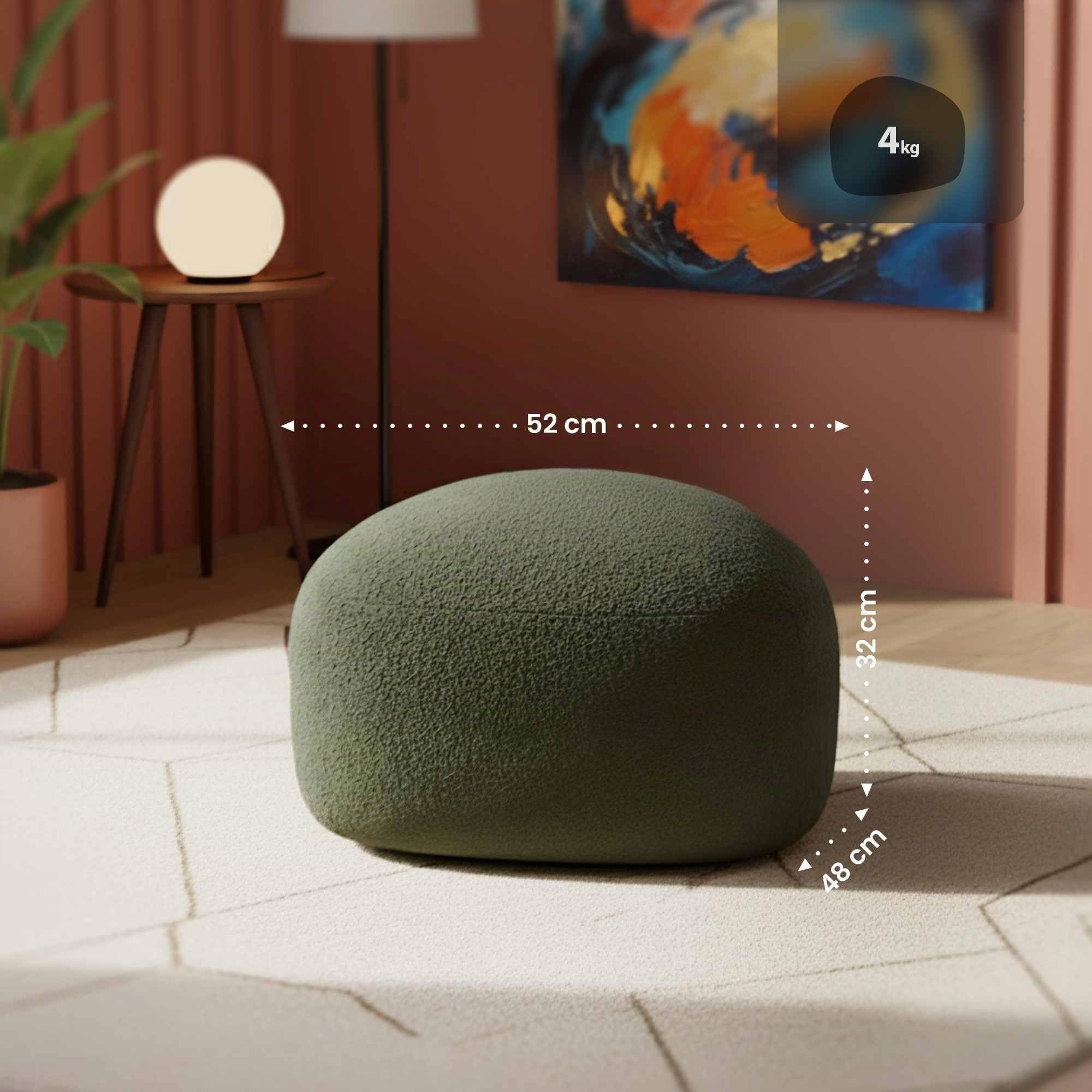 CLP Taburete Oval Alfrisa, Taburete tapizado con Tela de Peluche, reposapiés Acolchado para Sala y Dormitorio, Estructura de Madera Estable Color:Verde Oscuro