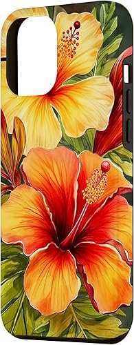 Miniatura 2 de Funda para iPhone 12 Pro Max Hawaiian Tropical Yellow Red Hibiscus Plumeria