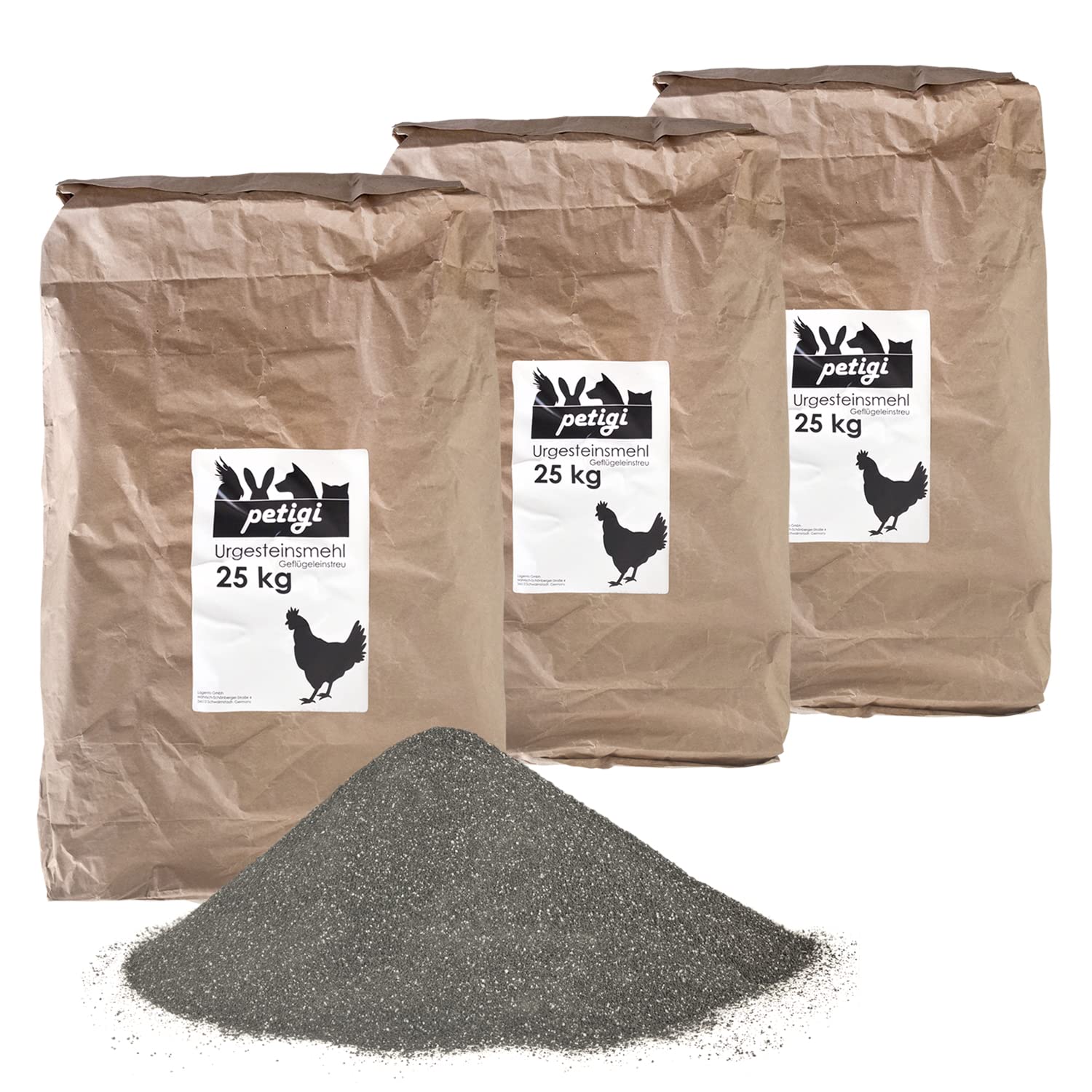 Petigi Harina de Roca Primaria Baño de Polvo Harina de Piedra para Gallinas Zeolith Zeolita Alternativa a la Tierra de diatomeas Diabas Polvo Selección Gallinero, Cantidad:75 kg