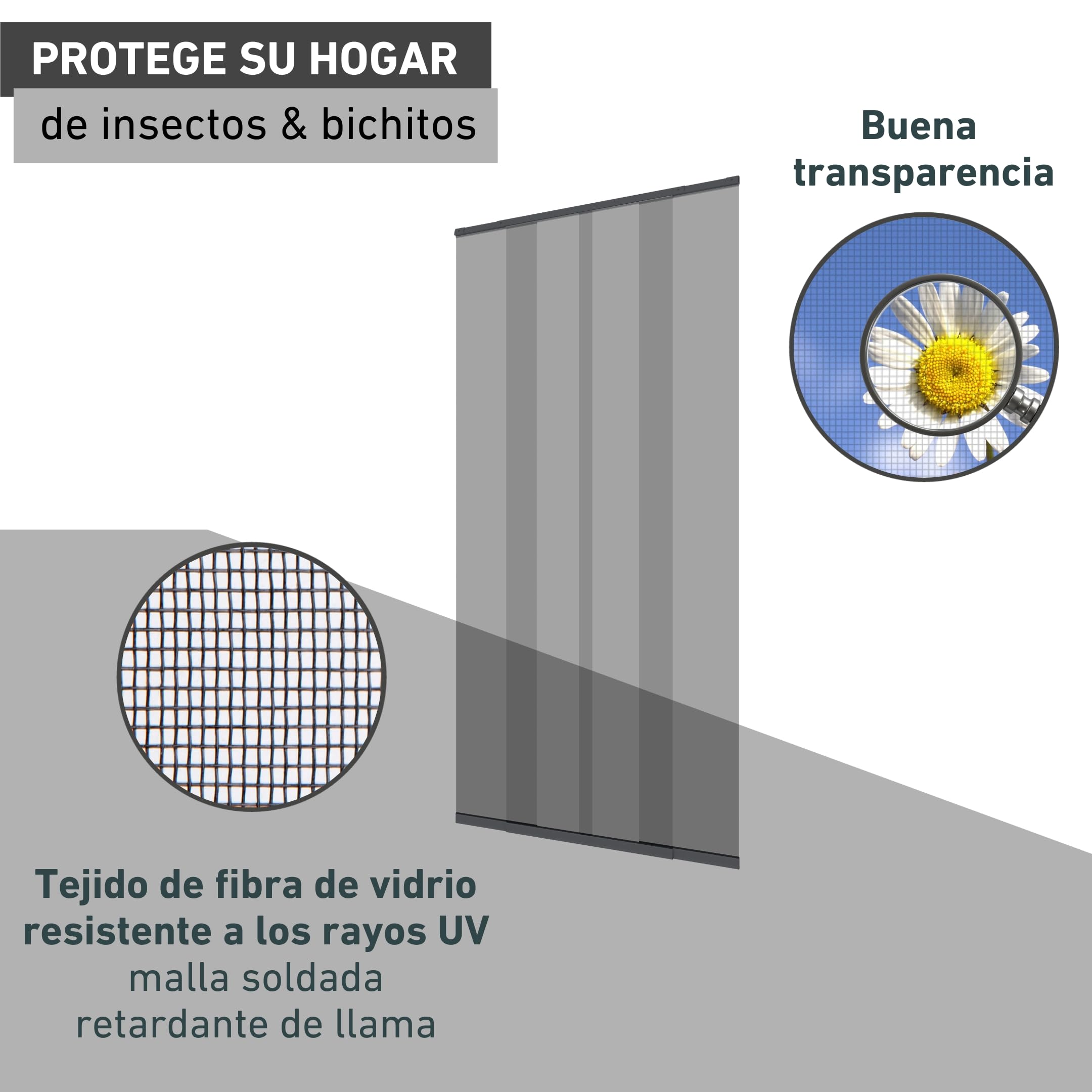 Windhager Cortina de mosquitera con Lamas telescópicas 120 cm, Antracita, 04302