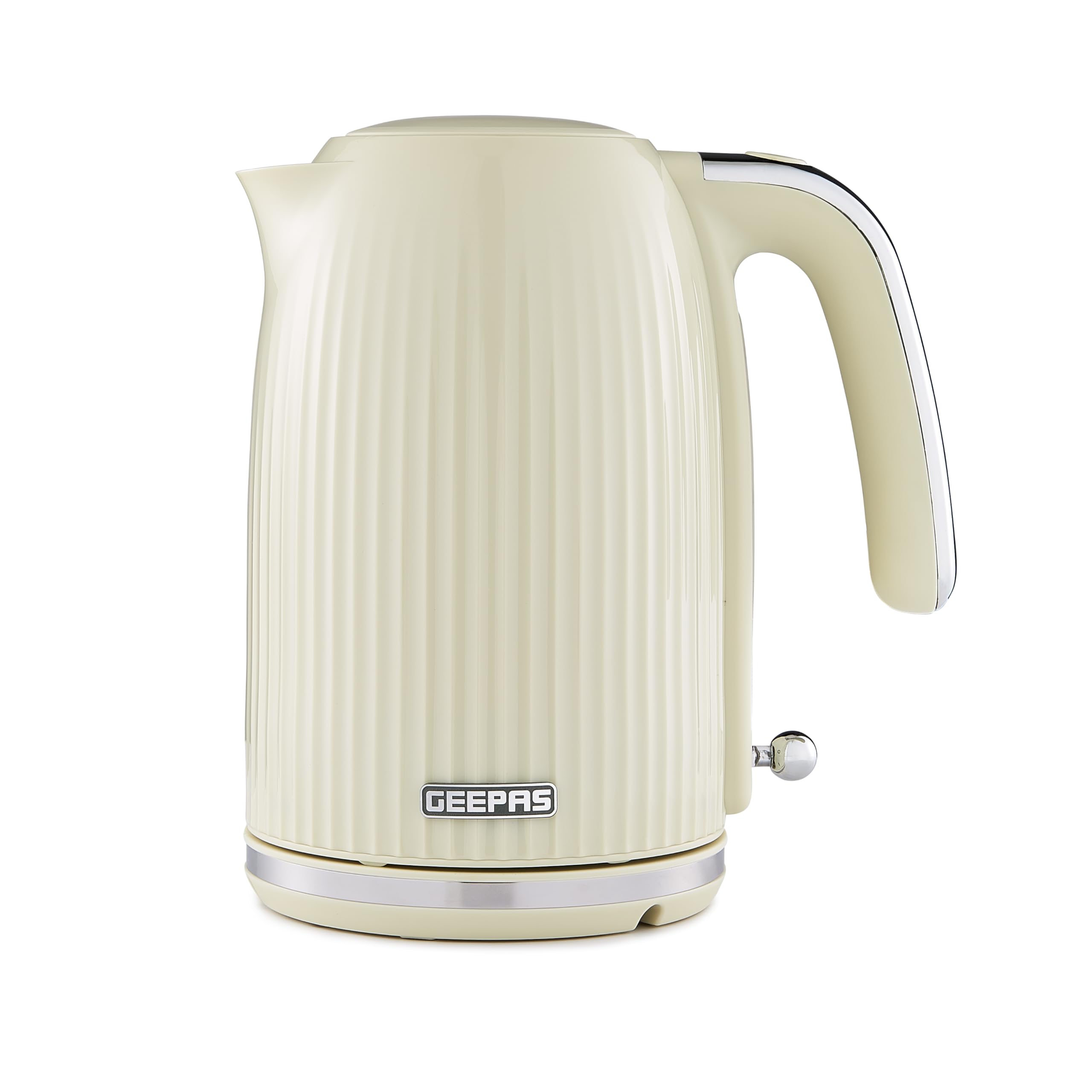 GEEPAS Fluted 1.7L Electric Kettle | Cordless Jug Kettle with Rapid Boil Auto Shut Off & Boil Dry Protection | 360° Rotational Base, Removable & Washable Filter for Hot Water Coffee Tea | 3000W Cream
