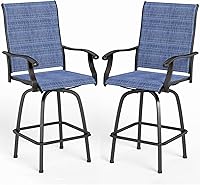 Vista 25 de Juego de 4 taburetes de bar para exterior de MFSTUDIO, sillas giratorias de patio con altura de barra, barras de bar de patio con respaldo alto