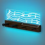 CoolGift Mart Glowing Guitar Wall Mount, Musical Notes Design, Pick Holder with Guitar Capo Storage, USB Powered, Premium Wood and Acrylic, Gift for Music Lovers