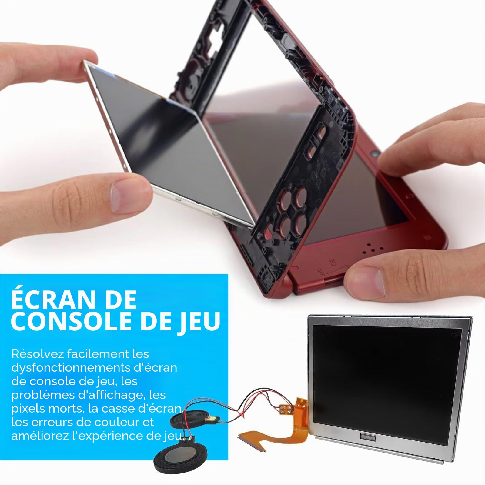 2024 Écran supérieur amélioré de remplacement pour Nintendo DS Lite avec haut-parleurs soudés