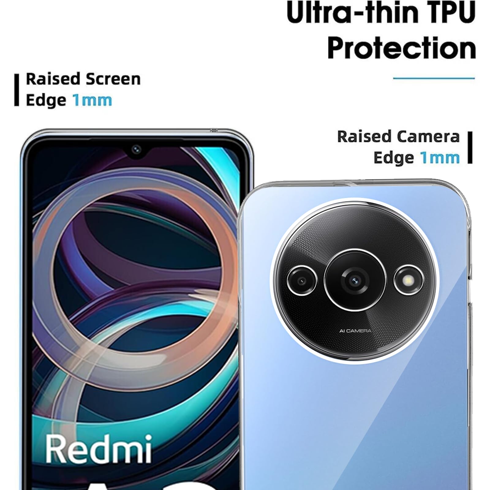 MEMELOKA Cover Trasparente Anti-ingiallimento Per Xiaomi Redmi A3 / A3X – Custodia Sottile In Silicone TPU - 5