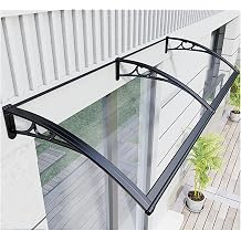 Windproof Front Door Awning, PC Door Window Awning Exterior, Window Awning Outdoor Polycarbonate Hollow Seat Door Patio Canopy, UV Protection Size 60x250cm/24x98inch