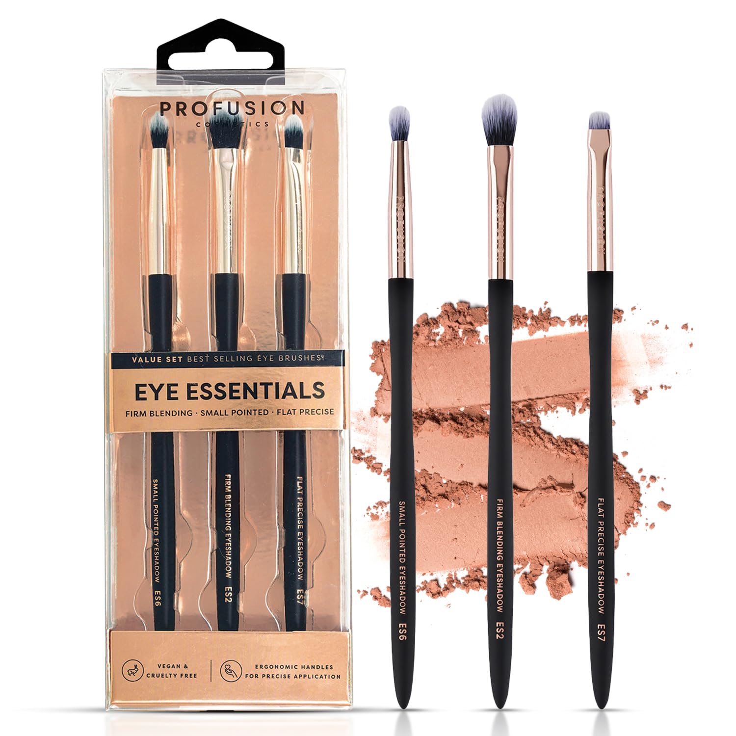 Profusion Cosmetics Brush Set Eye Essential 3 PC