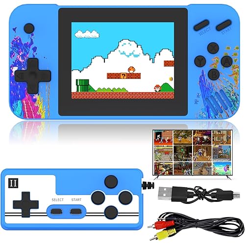 Handheld Game Console, Retro Game Console with 800 Classic FC Games 3.5 Inch Screen 1200mAh Rechargeable Battery Portable Game Console Support TV Connection & 2 Players for Kids Adults