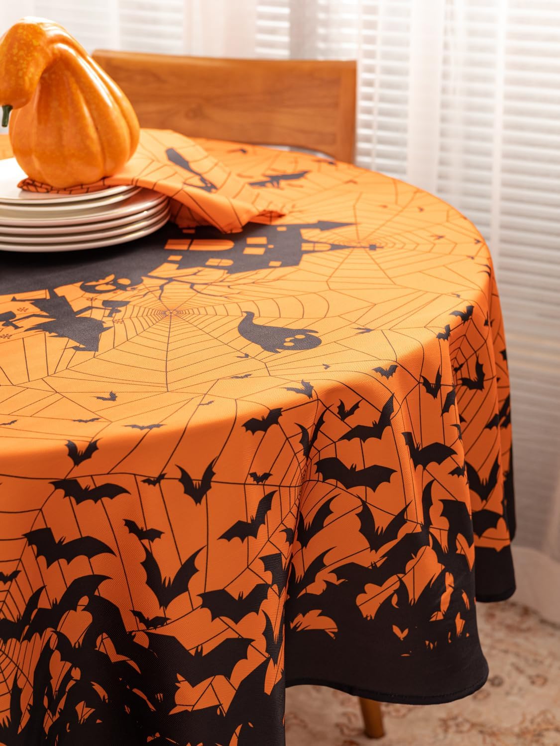 YiHomer Halloween Silhouettes Tabletop for Halloween Decorations, Dinner Parties and Scary Movie Nights, Horror Night, Tablecloth, 70" Round