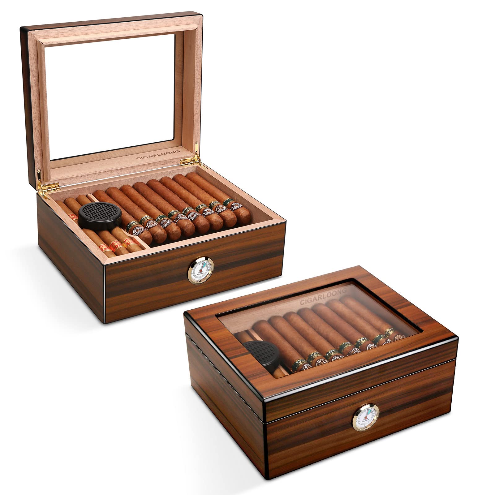 CIGARLOONG Cigar Humidor for 35-60 Cigars Large Capacity Brown