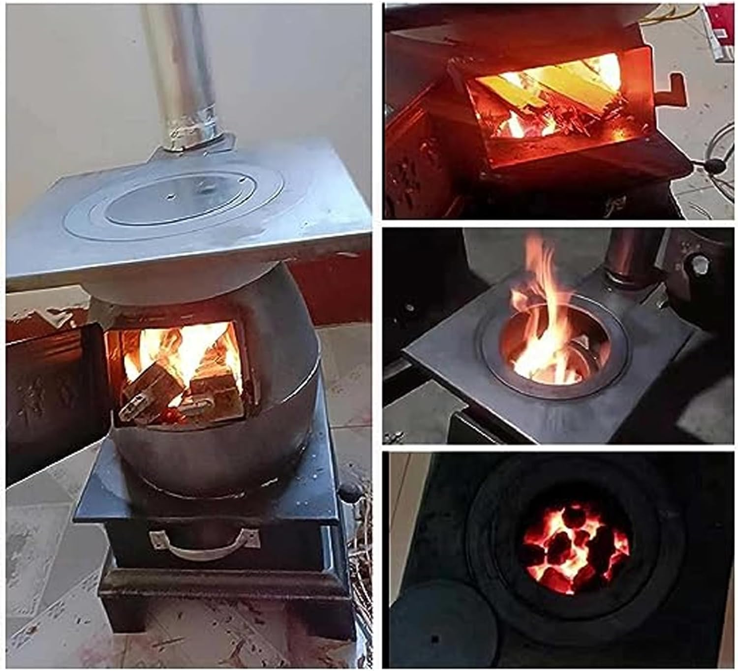 Piccola stufa a legna, in ghisa, resistente, per cucinare in cortile, auto, campeggio, grande