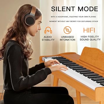 88 Key Full Size Hammer Weighted Digital Piano Keyboard, 88keys Hammer Action Weighted Electric Multi-Functional Keyboard piano with Stand, Pedal, Power Adapter for Beginner/Leanrner (Only Piano)