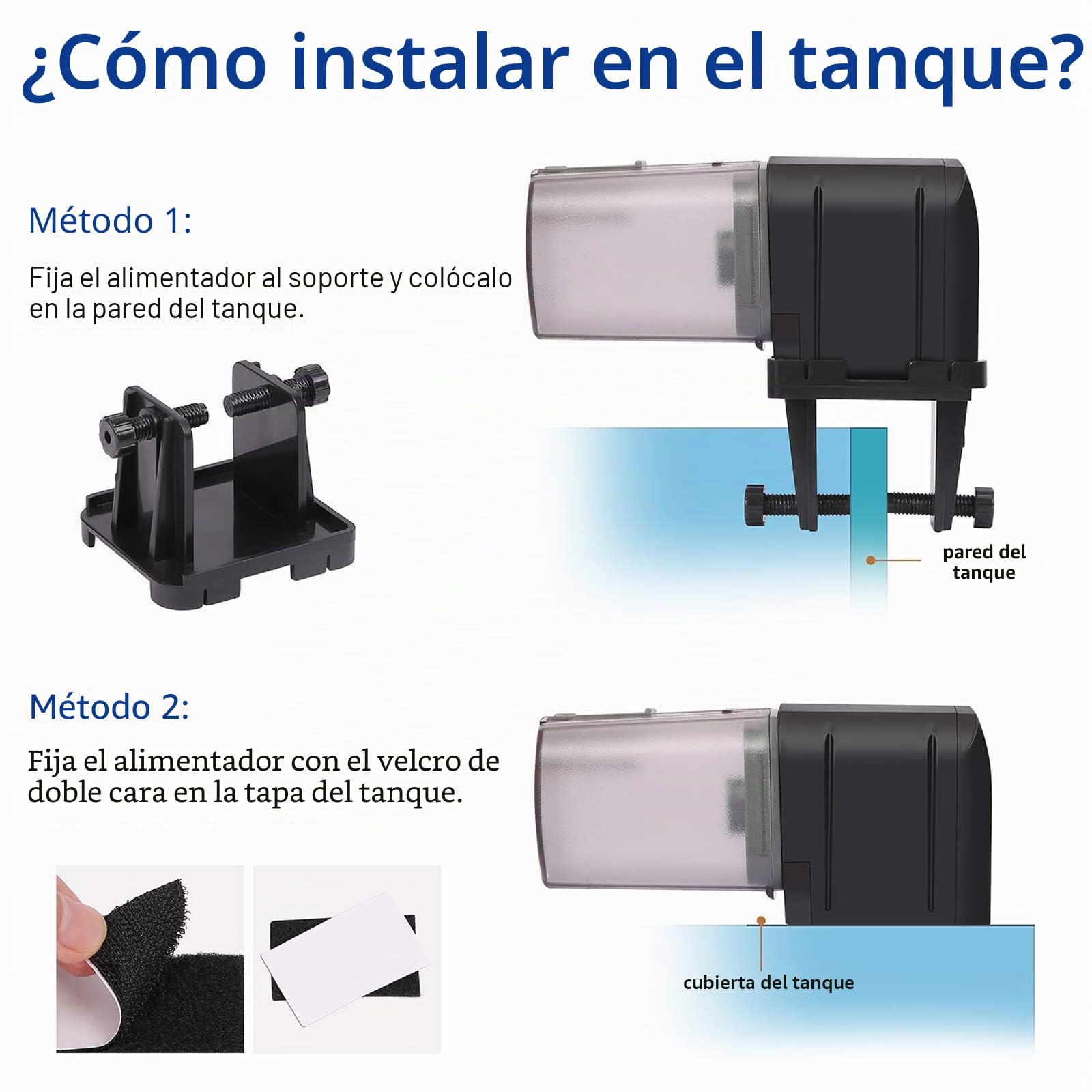 Lychee - Alimentador automático para acuarios, Temporizador controlado por WiFi, dispensador de Alimentos para Peces con Pantalla LCD para peceras, estanques, Vacaciones (Negro)