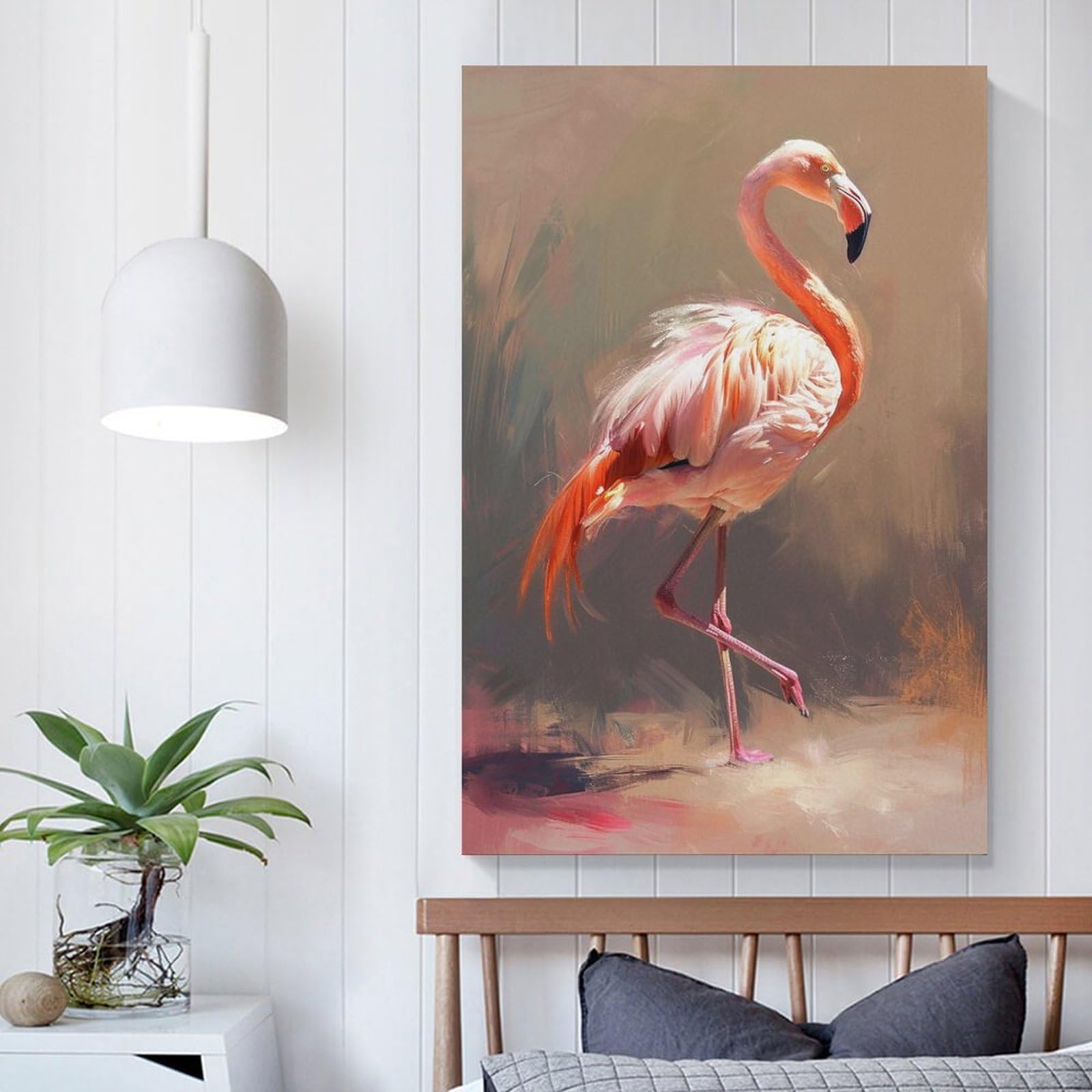 Amazon.co.jp: 絵画 フラミンゴインテリア 絵画 動物の油絵イラスト