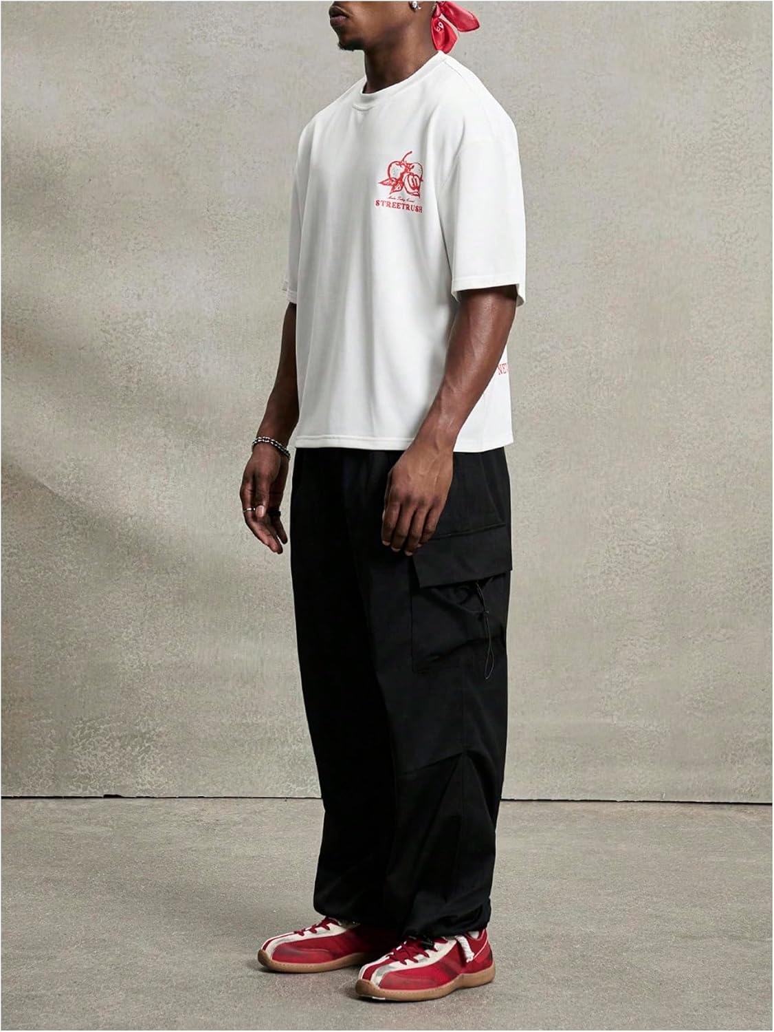 GORGLITTER Men's Baggy Cargo Pants Wide Leg Flap Pocket Parachute Pants Y2k Drawstring Streetwear Trousers Bottoms Sweatpants - Image 5