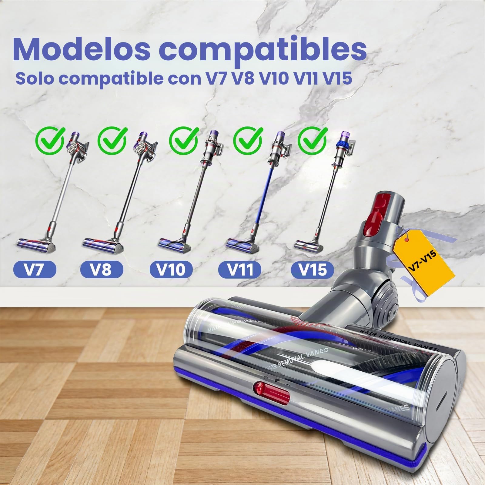Cepillo High Torque para Dyson V11 V15 V10 V8 V7 Cepillo electrica Cabezal de Repuestos Motorizado Recambio Cepillo para Dyson Suelos Alfombras y Suelos Duros Ajuste del Flujo de Aire
