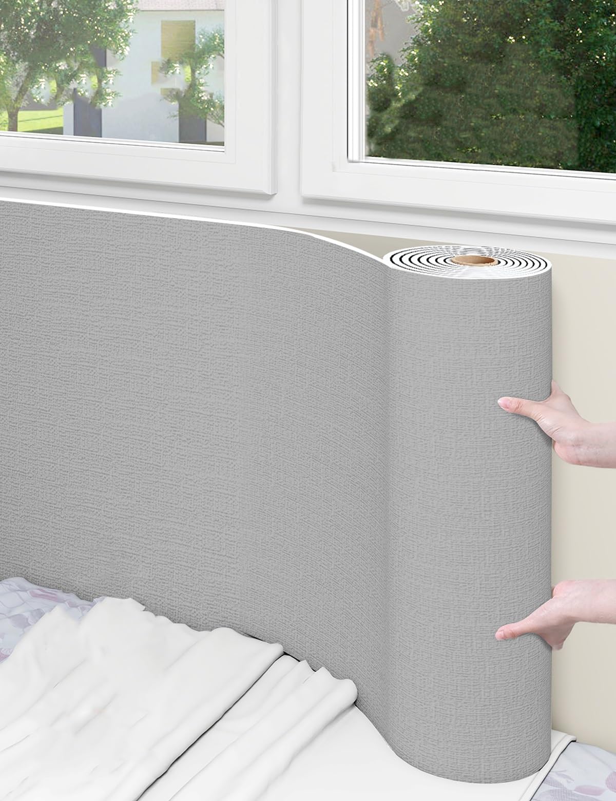 Aeovot Waterproof Self-Adhesive Wall-Paper Roll 5MM XPE Foam Moisture-Proof Soundproof Thermal Insulation Ceiling Wallpaper Peel and Stick Wall Sticker Panels Covering for Walls Decor(Gray,50cmx30m)