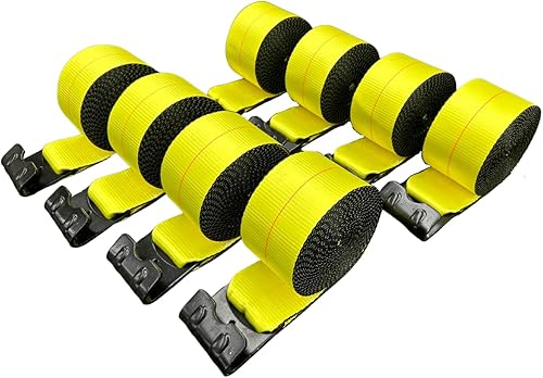 Miniatura 7 de Correas de cabrestante de 4 pulgadas x 30 pies (10 unidades) - 5400 libras WLL - Ganchos planos, remolque de plataforma plana, amarre de camión