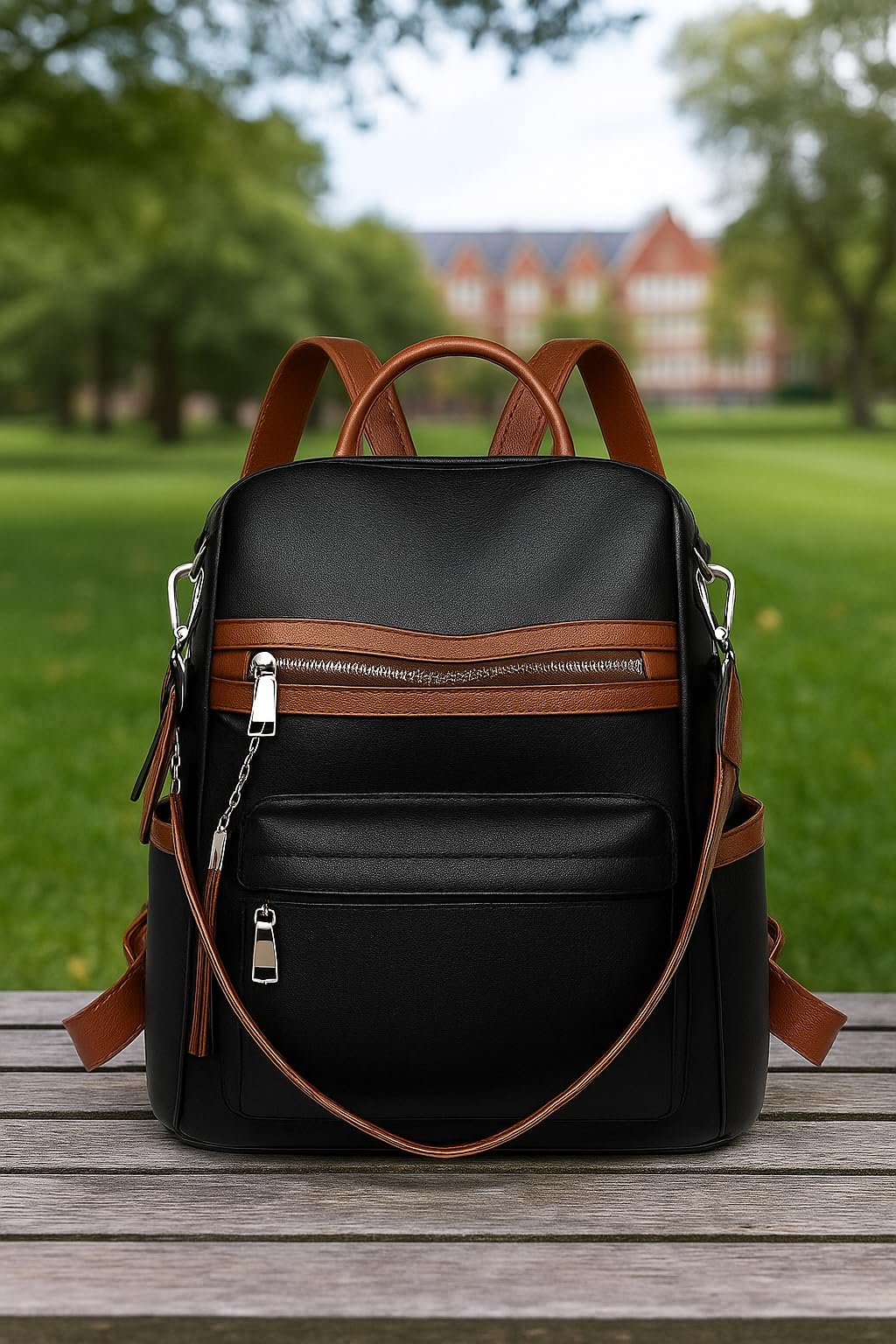 Craftwood Fashion Backpack for Women, Zipper Closure, Stylish Backpack Handbag Shoulder Bag for Women and Teens Girls | College | Travel | Work | Office | Birthday | Gift (Tan) 3