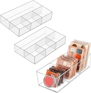 JessLab 2pcs Makeup Organizer 4 Slot Bundle with Drawer Organizer 3 Slot