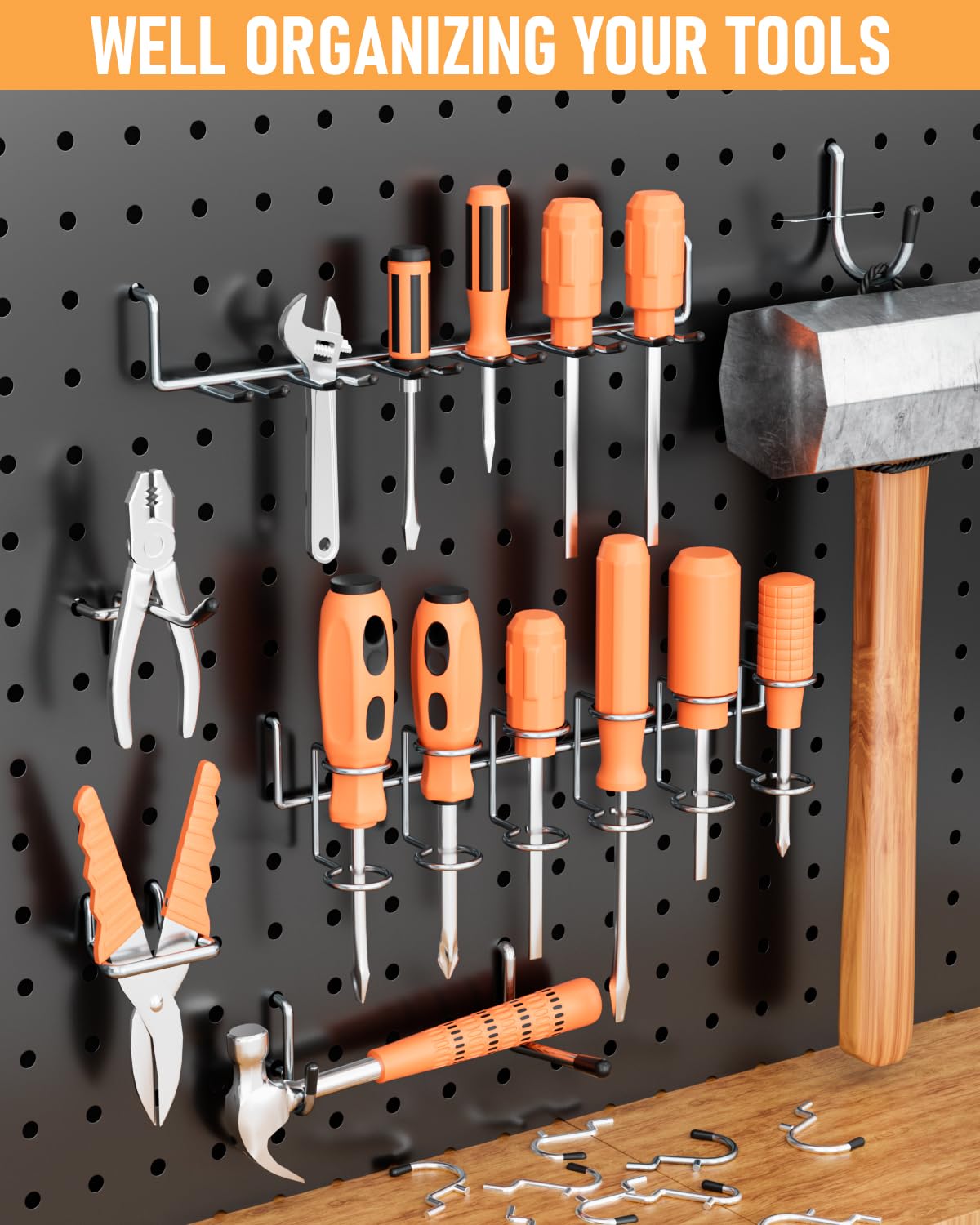 INCLY Pegboard Hooks - 206pcs Tool Hanging Set -6