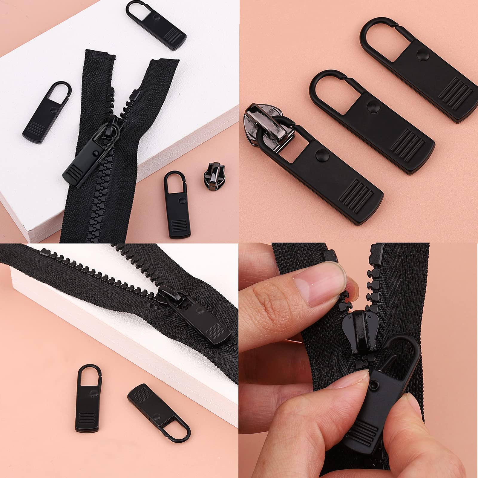 6PCS Black Zipper Pull, Detachable Zipper Tab, Zipper Pull Repair Tab for Pants Jacket, Luggage, Boots Purse, Backpack - Image 4
