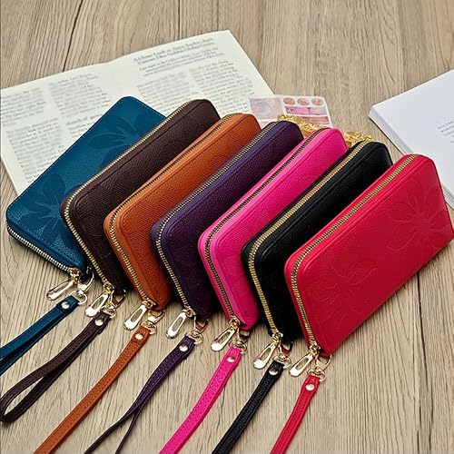 Miniatura 5 de Billetera de gran capacidad con cremallera para mujer, tarjetero para teléfono, cartera de pulsera para mujer, cartera de viaje para mujer