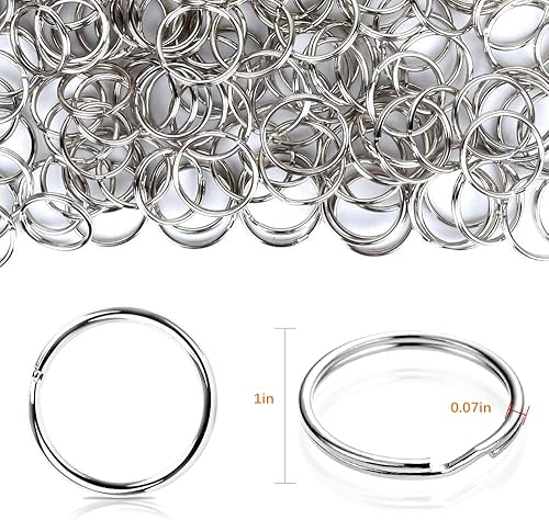 Miniatura 2 de 200 llaveros divididos de 0.984 in a granel, llaveros para llaveros y manualidades (plateado)