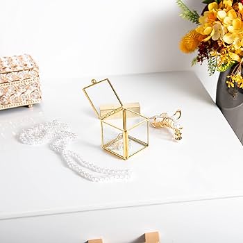 Amazon.com: Feyarl Small Glass Jewelry Trinket Box Ornate