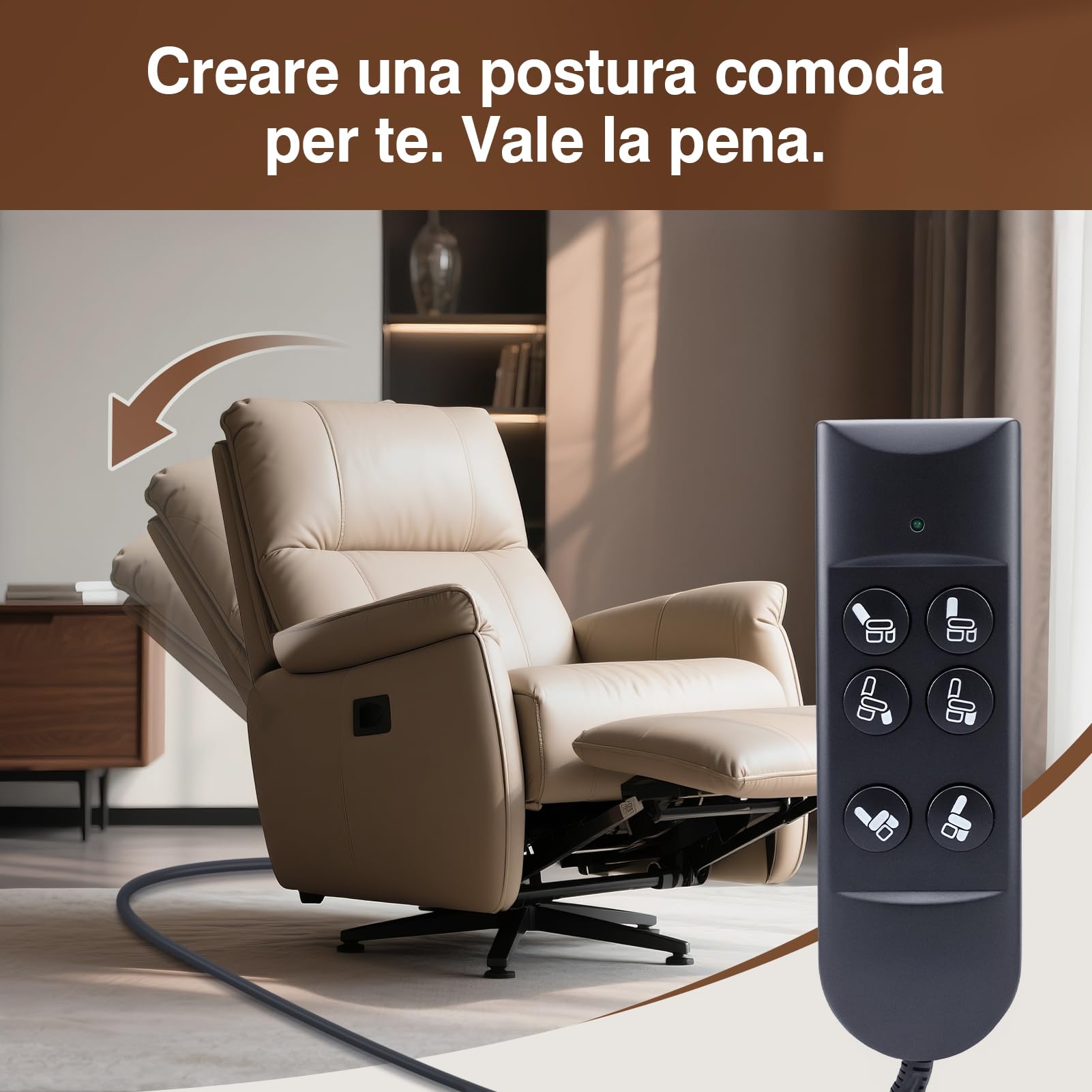 Yosoo Health Gear Remoto Remote Control 6 Pulsanti Controller Manuale della Sedia di Sollevamento Cablato con Cavo a Molla per Divano Elettrico