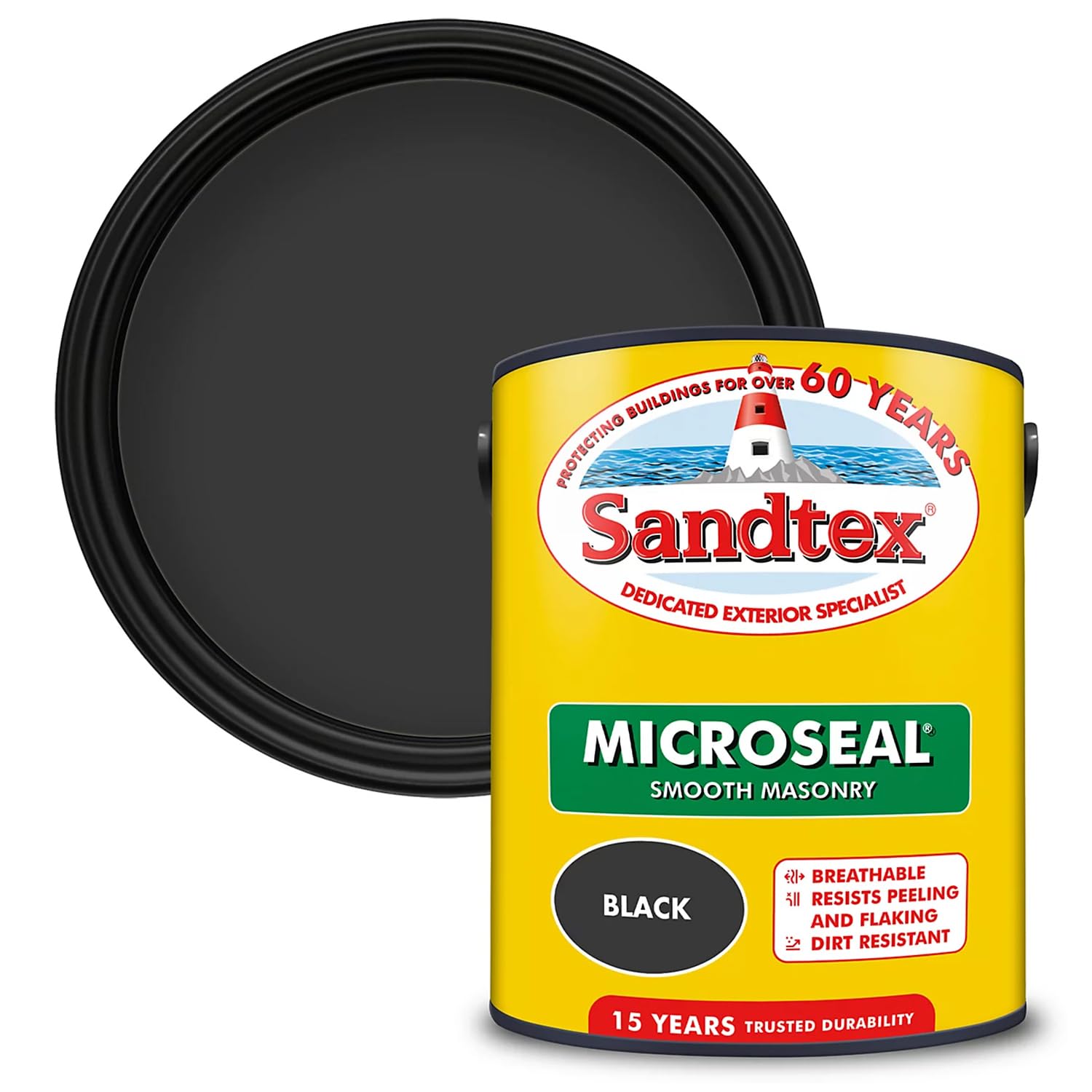 Sandtex Ultra Smooth Masonry Paint 2.5L – Black – Weatherproof Exterior Wall Paint – Dirt & Mould Resistant – Durable Long-Lasting Finish