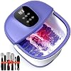 Foot Spa Bath Massager with Heat, Ag Bubbles & Red Light to [Relieve Foot Odor], Pedicure Foot Soak Tub with Detachable Massage Rollers for Feet Relax, Extra [10 in 1 Pedicure Kit], Green
