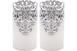 Flameless Christmas Candles with Timer, Silver White Silver Christmas Decorations