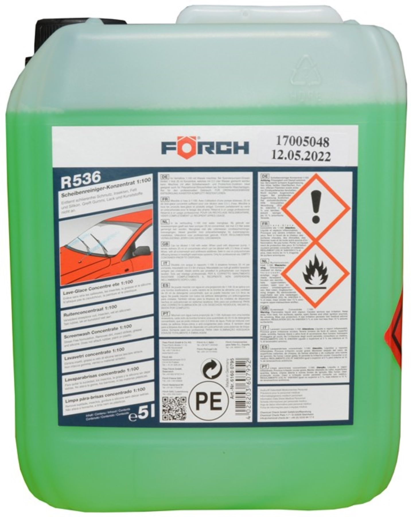 Förch KFZ SCHEIBENREINIGER WASCHANLAGE Konzentrat Scheibe Reiniger 1:100 R536 5L (1)