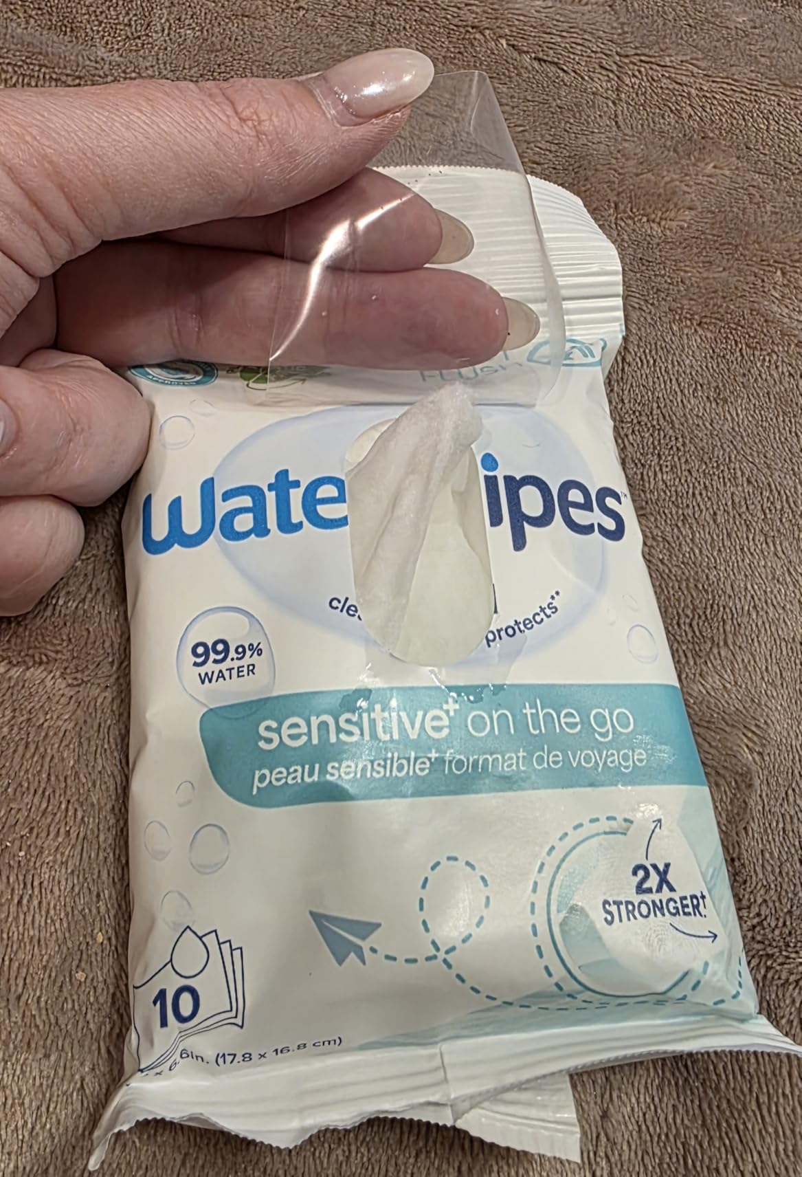 WaterWipes Beauty Sensitive+ On-The-Go Facial Wipes, 99.9% Water, Unscented Hypoallergenic Face Cleanser Wipes for Sensitive Skin, Double Cleanse & Skincare Routine, 100ct, (10 Packs)