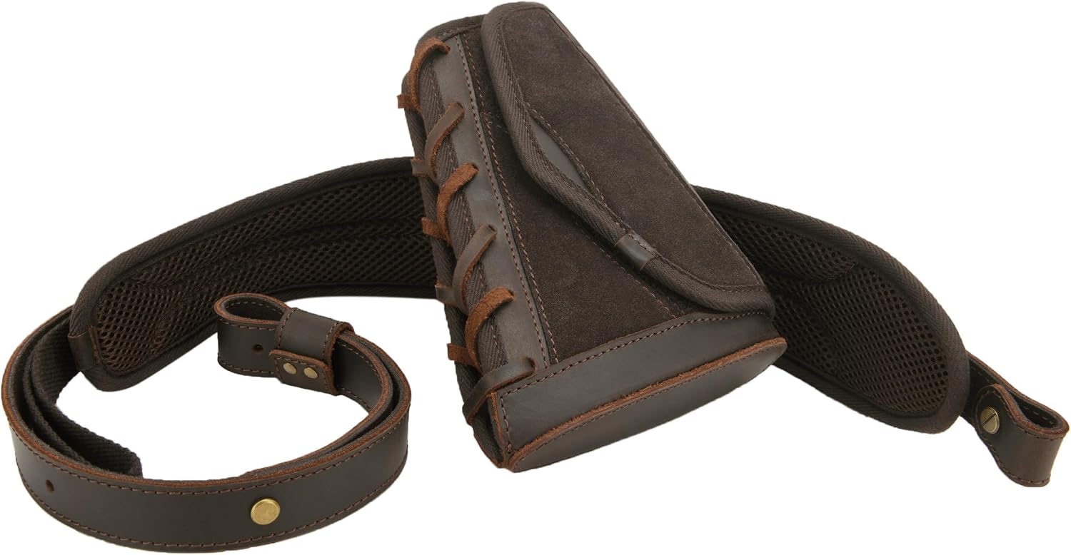 WAYNE'S DOG Leather Rifle Stock Cover Recoil Pad with Cartridge Sling for .357 .30-30 .45-70MAG .22LR 12Gauge