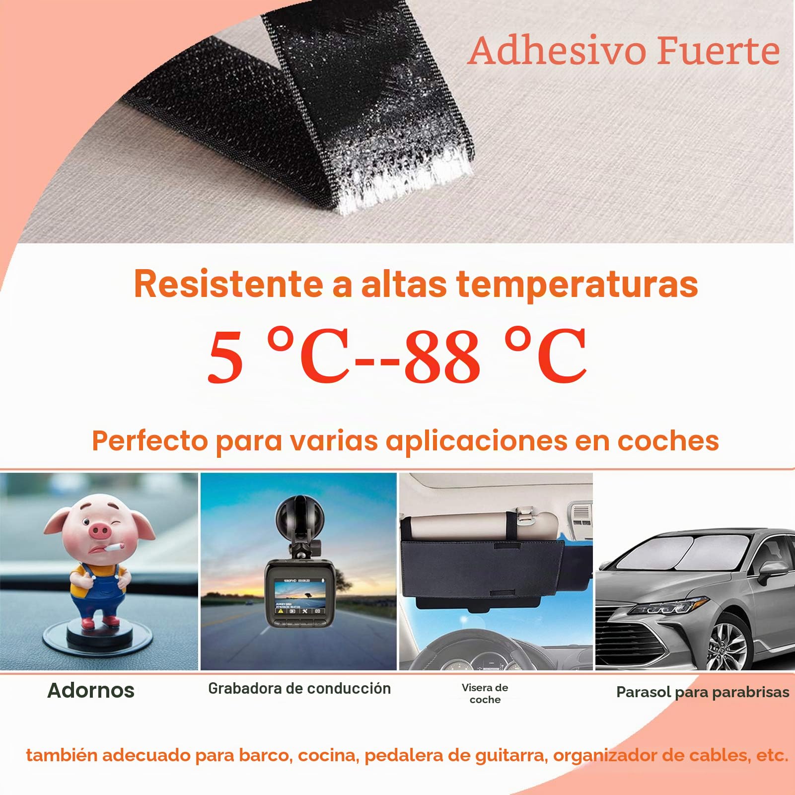 TEUVO Belcro Adhesivo de 11 CM de Ancho y 2M de Largo, Resistente a Altas Temperaturas Belcro Adhesivo Doble Cara para el Hogar, el Lugar de Trabajo, los Coches, las Artesanías