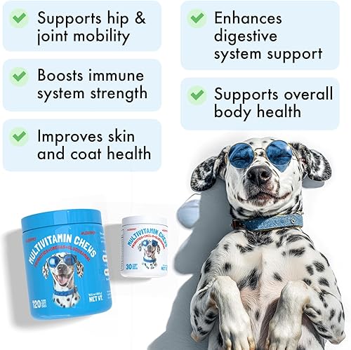 Miniatura 2 de Vitaminas para perros 30 multivitaminas masticables con glucosamina condroitina, probióticos enzimas digestivas y omegas Suplemento para la salud